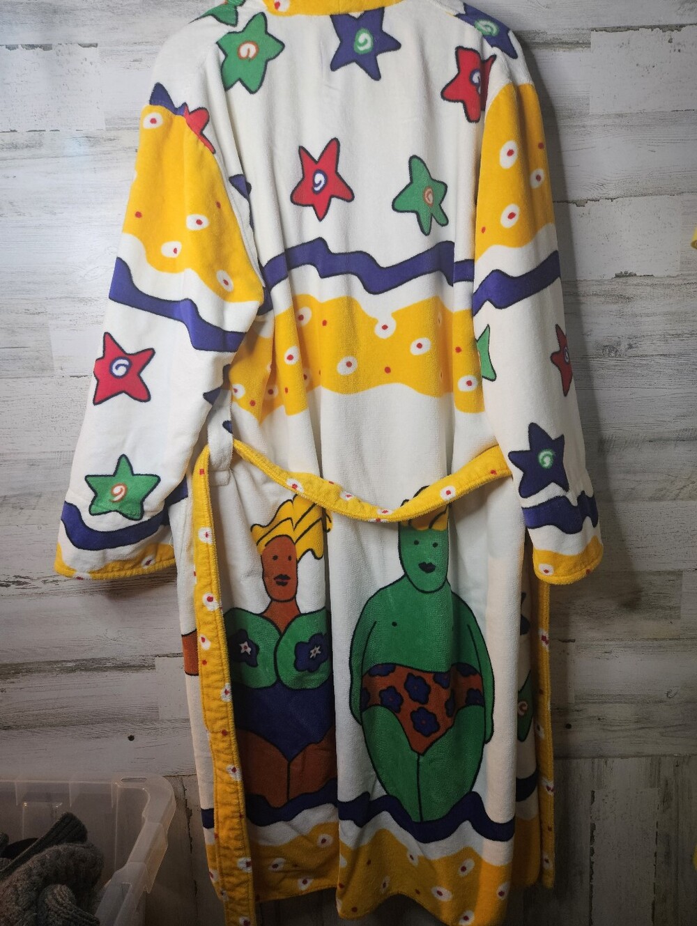 Hammacher Schlemmer By The Sea 100% Cotton Robe One Size Unisex Colorful VINTAGE